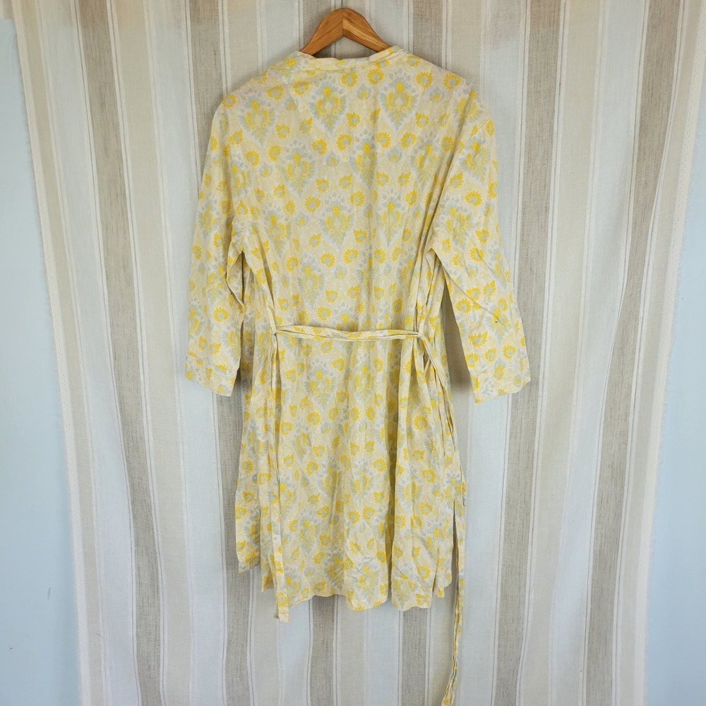 Talbots 100% Cotton Robe Pajamas Dress Set Pastel Yellow Size Large Matching - Picture 14 of 14